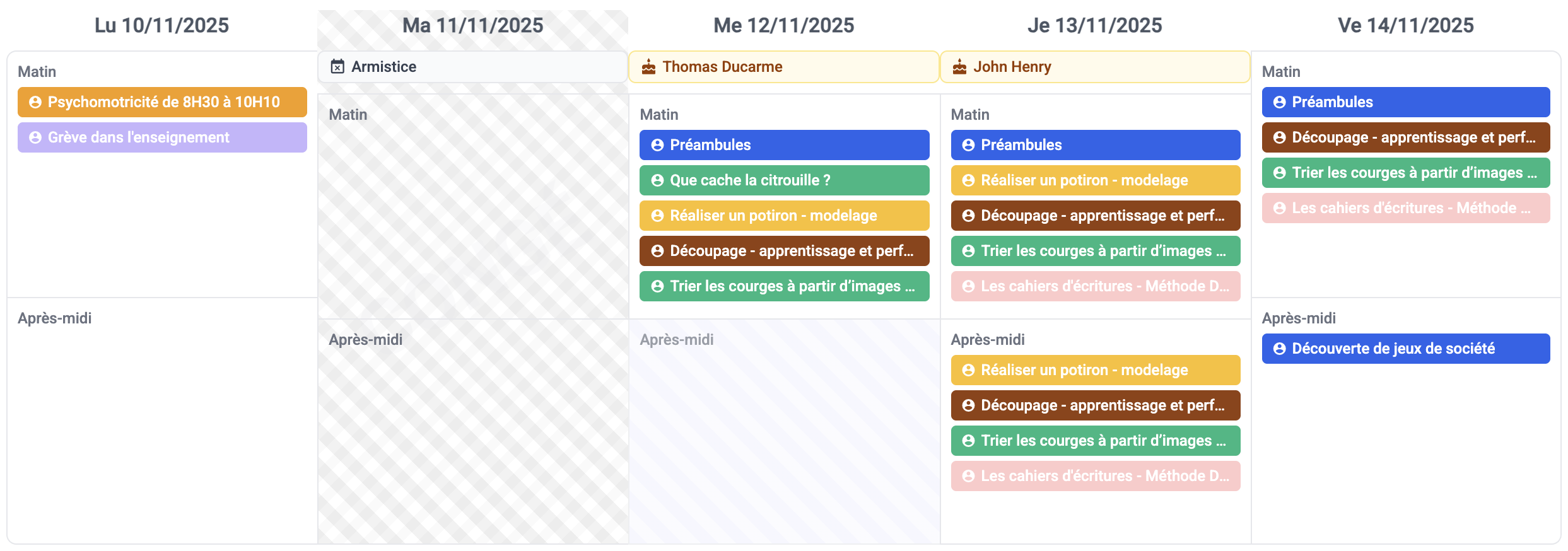 Aperçu du journal de classe KiddyClass
